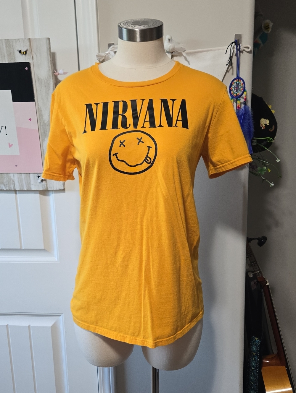 NIRVANA Yellow Graphic Smile Logo Tee